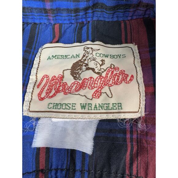 Wrangler Mens Pearl Snap Western Shirt Small Red Plaid Rodeo Cowboy Retro Work - Picture 2 of 10